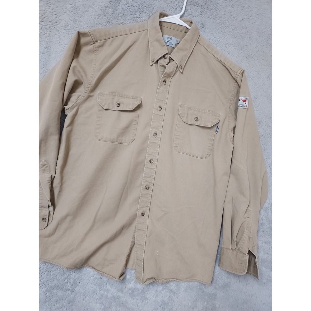 Tyndale FR Shirt Mens XL Flame Resistant Workwear Khaki Brown Outdoor Welder